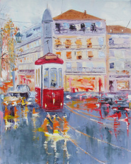 "City Tram Or Street Car" Original By Elena Nayman