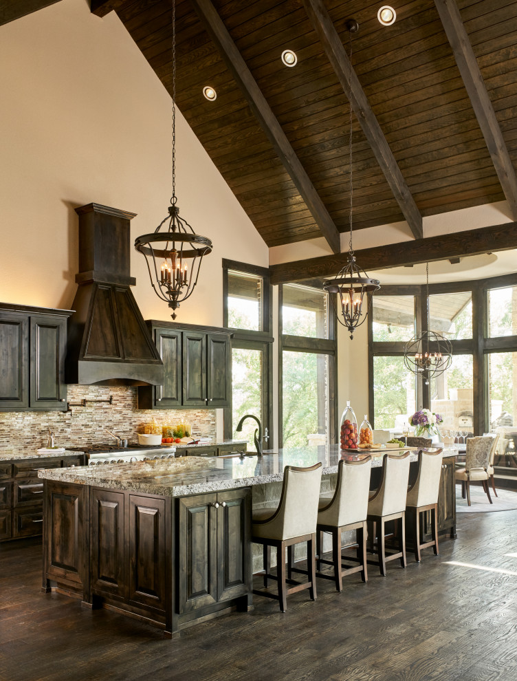 Country kitchen in Los Angeles with vaulted.
