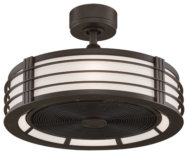 Beckwith Oil Rubbed Bronze 23-Inch Ceiling Fan with Black Blades and Opal White