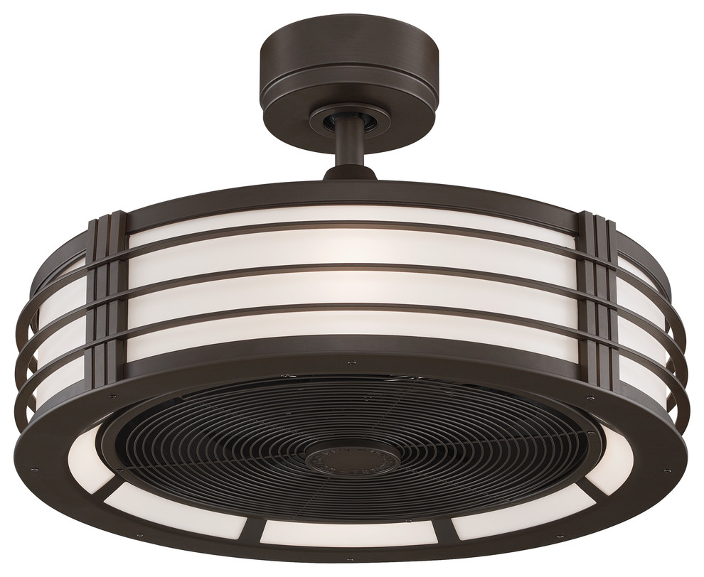 Beckwith Oil Rubbed Bronze 23-Inch Ceiling Fan with Black Blades and Opal White