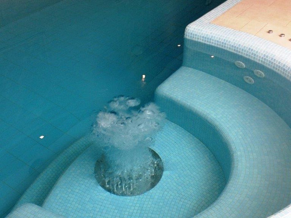 Бассейн в частном доме с гейзером