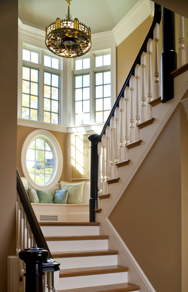 This is an example of a traditional wood u-shaped staircase in Boston.