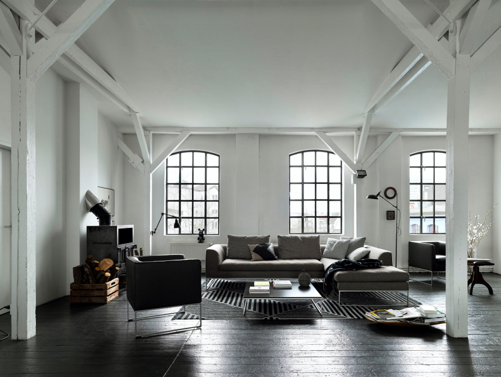 Design ideas for an industrial living room in Hamburg.