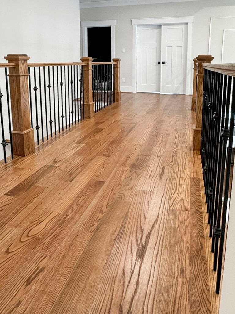 117_Distinct Oak Staircase with Iron Balusters & Oak Rail Profile, Chantilly VA