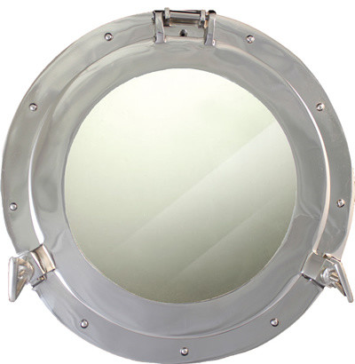 15" Aluminum Porthole Mirror With Nickel Finish