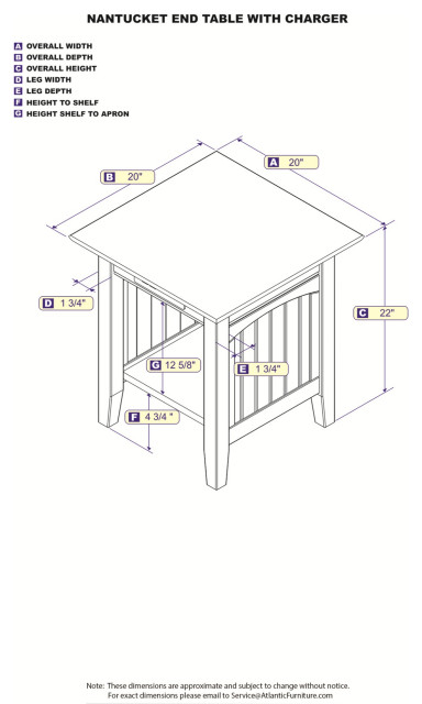 Nantucket End Table With Charging Station In Espresso - Transitional ...