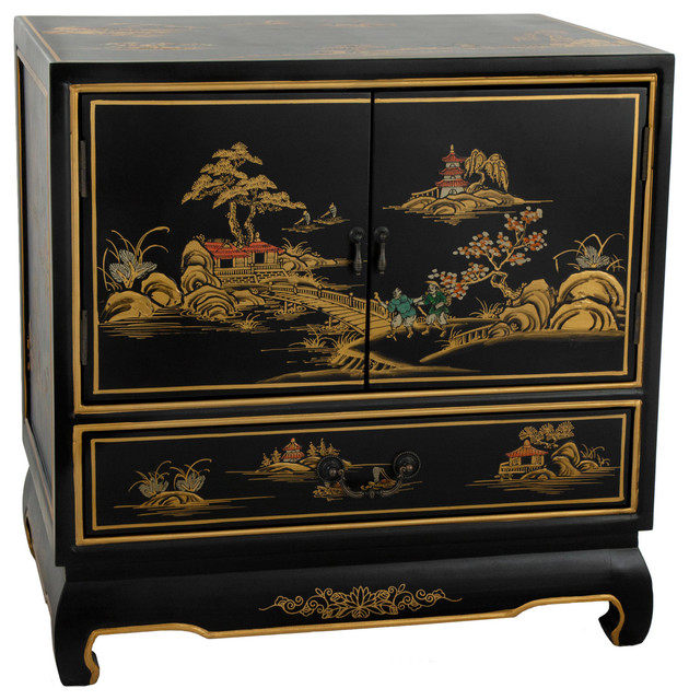 Black Lacquer Nightstand Asian Nightstands And Bedside Tables Black Lacquer Nightstand