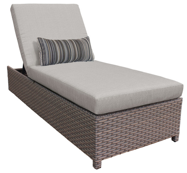 Florence Wheeled Chaise Outdoor Wicker Patio Furniture in Ash