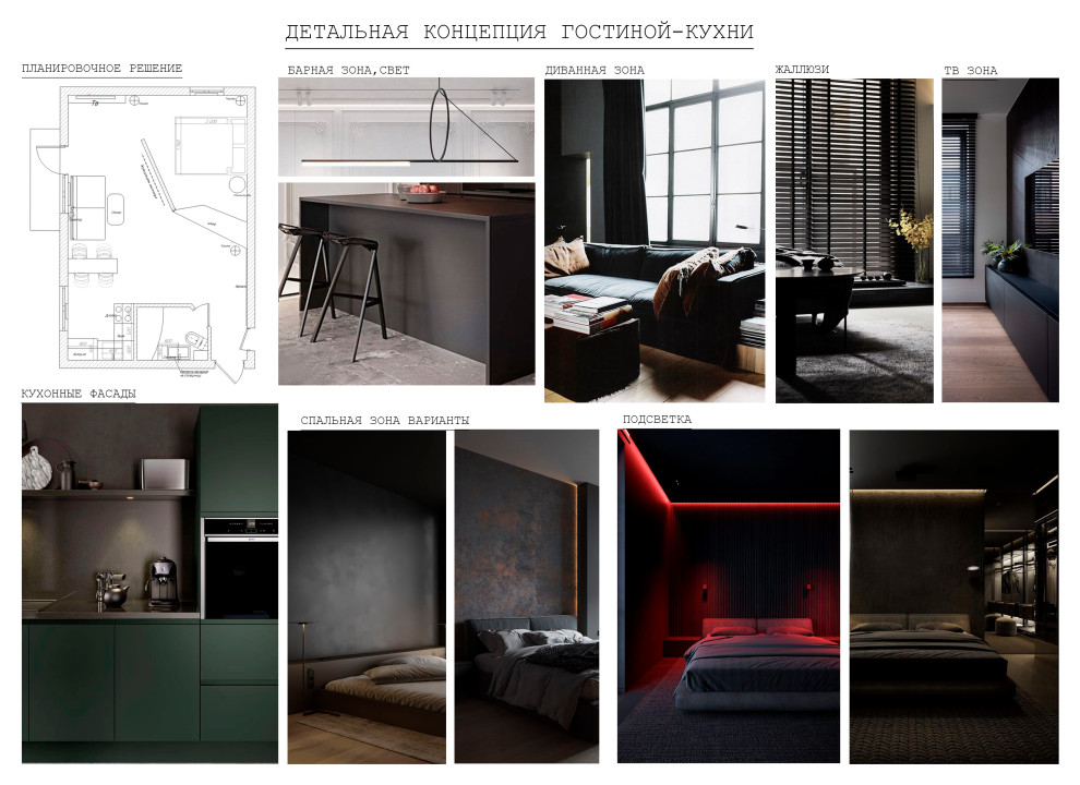 Дизайн концепция для квартиры-студии холостяка