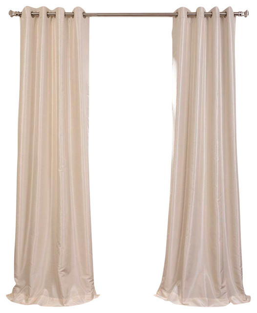 Off White Grommet Blackout Vintage Fauxsilk Dupioni Single Panel