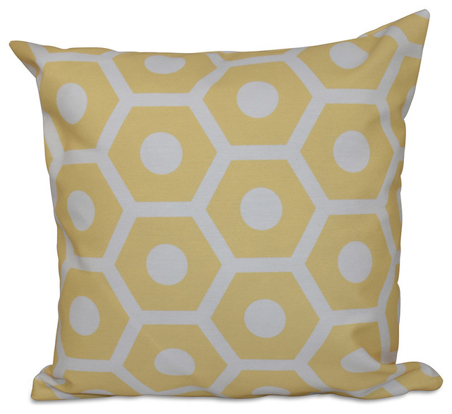 Geometric Decorative Outdoor Pillow, Lemon, 18"x18"