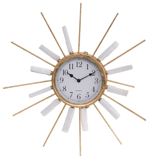 Dulcie Wall Clock, Gold and Silver Midcentury Wall Clocks by