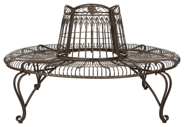 Safavieh Ally Darling Wrought Iron 60 25 Outdoor Tree Bench Traditional Outdoor Benches By Buildcom
