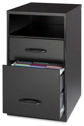 Lateral File Cabinet 2-Drawer Filing Cabinet with Lock Modular Stacking Storage Box for Home Office Files Storage Organizer Black 35.43 x 15.74 x 29.92