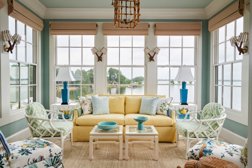 sunroom with yellow accents