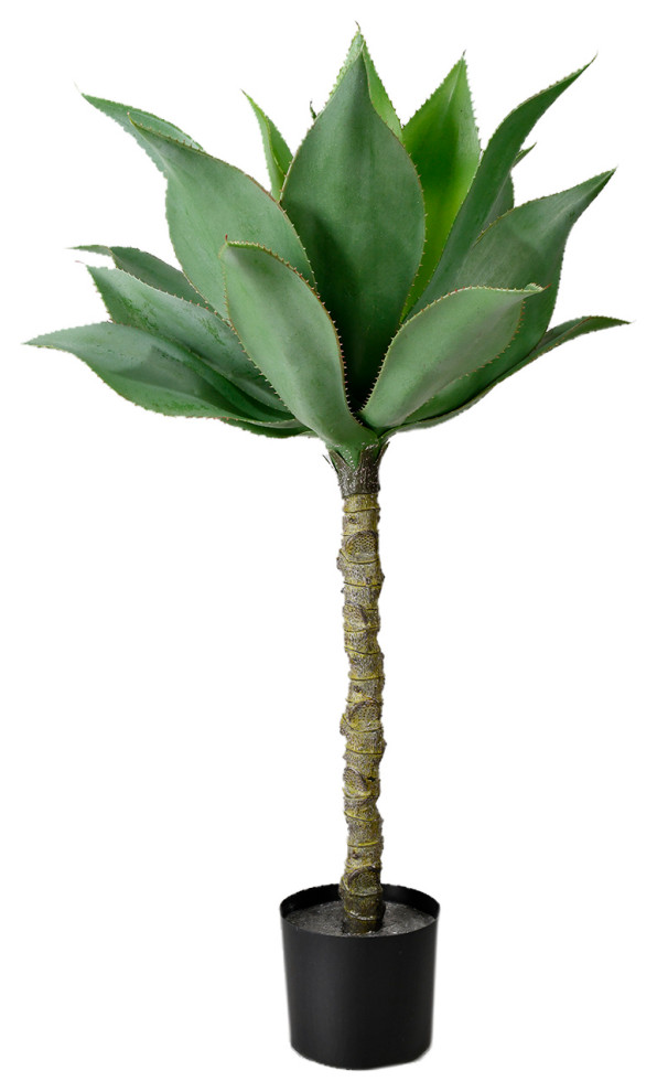 Serene Spaces Living Artificial Agave Tree in Classic Black Pot, 35" Tall Tropical