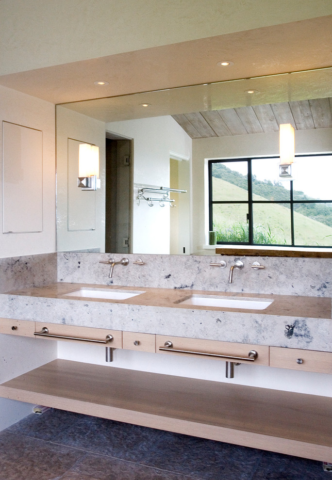 Bathroom - rustic bathroom idea with a drop-in sink