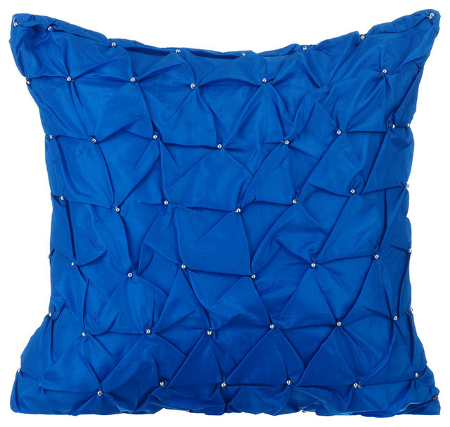 Textured Knotted Pintucks 16 X16 Taffeta Pillows Cover Royal Blue Textured Knotted Pintucks 16 X16 Taffeta Pillows Cover Royal Blue Texture