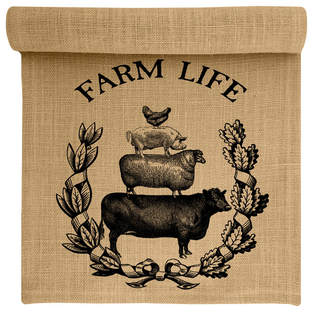 "Farm Life" Burlap Table Runner Farmhouse Table Runners by