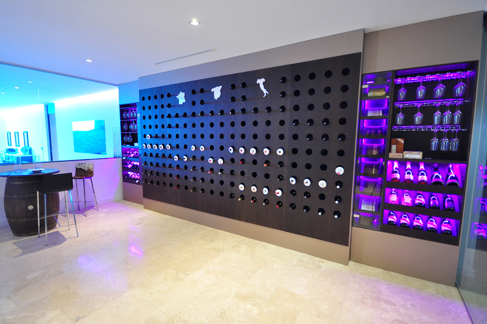 Design ideas for a mid-sized contemporary wine cellar in Other with storage racks.