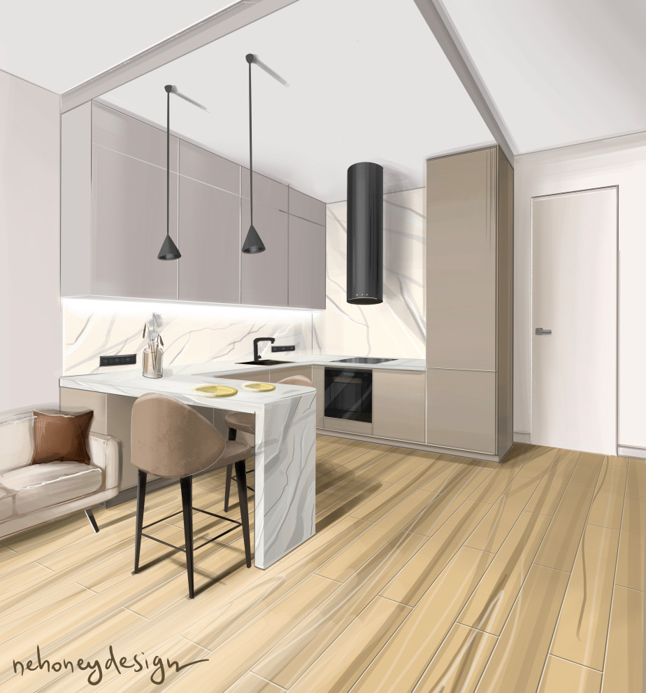 Кухня с барной стойкой