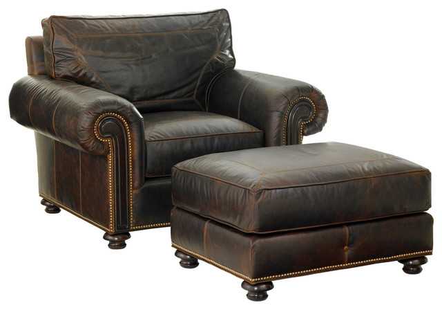 Riversdale Leather Chair Traditional, Leather Accent Chairs With Ottoman