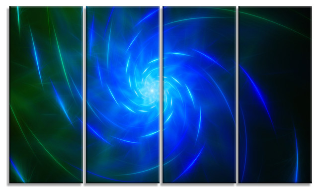 Blue Fractal Whirlpool Design, Multipanel Abstract Wall Art Canvas, 48 ...