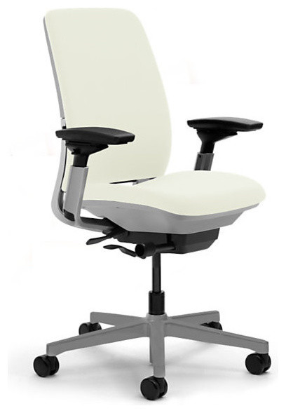 Steelcase Amia Task Chair, Platinum Base w/Arms & Soft Casters, Coconut