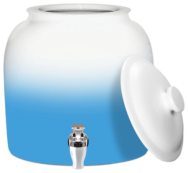 Brio Porcelain Water Dispenser Crock with Faucet, Gradient Blue