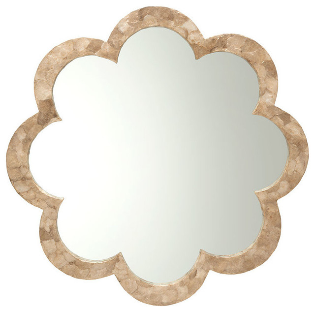 Flower Capiz Seashell Wall Mirror Beach Style Mirrors Flower Capiz Seashell Wall Mirror