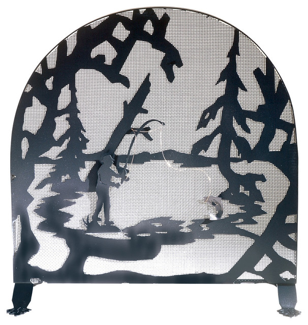 30W X 30H Fly Fishing Creek Arched Fireplace Screen