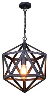 Industrial Iron Cage Pendant, Matte Black, Small