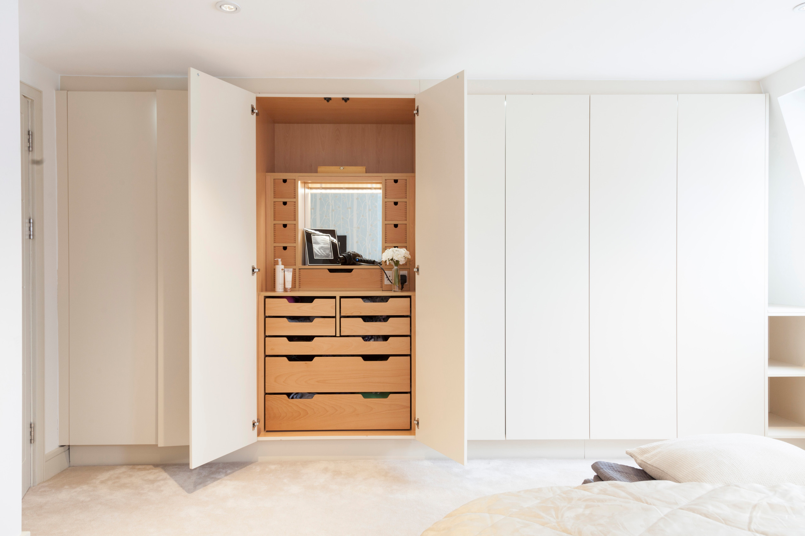 fitted wardrobe with hidden dressing table Clever & Stunning Wardrobe Designs With Built-In Dressers