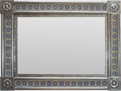 Post Large Silver Guadalajara Tile Mexican Mirror Bathroom Silver Guadalajara Tile Mexican Mirror