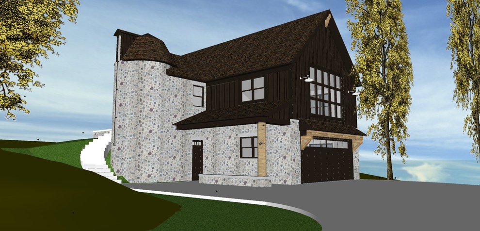Inspiration for a large rustic home design remodel in Milwaukee
