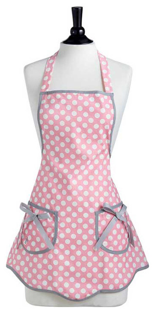 Jessie Steele Rosy Pink Polka Dot Ava Apron - Traditional - Aprons - by ...
