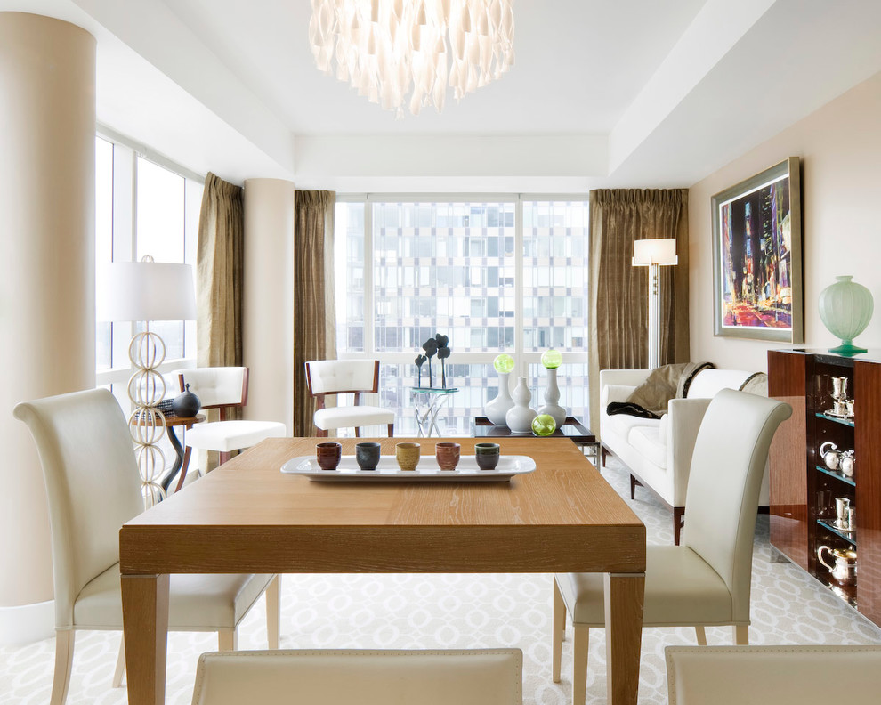 This is an example of a contemporary open plan dining in Boston.