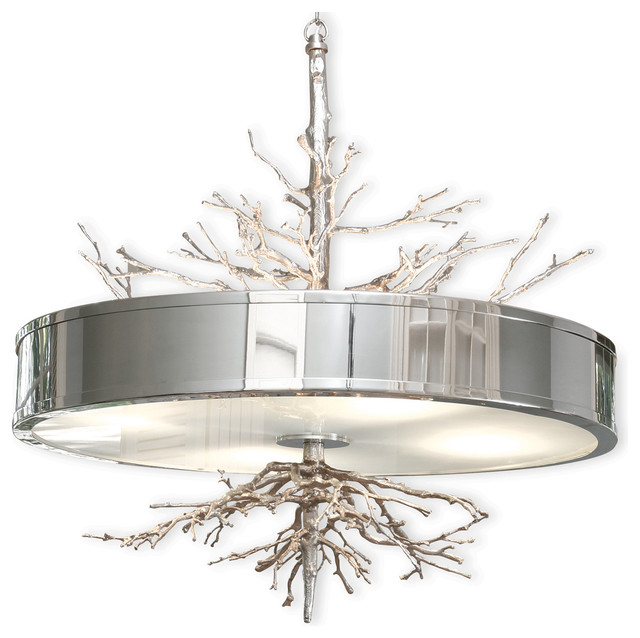 Twig Pendant In Brass On Rustic Lighting By Bijou Tree Branch Hollywood Regency Silver Nickel Ceiling Pendant Lamp