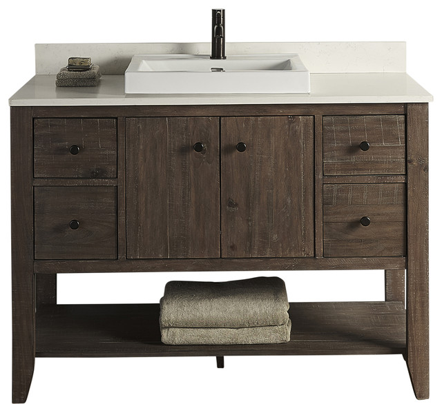 Fairmont Designs River View 48 Single Vanity Coffee Bean Base Fairmont Designs River View 48 Single Vanity Coffee Bean 2cm Carrera Quartz