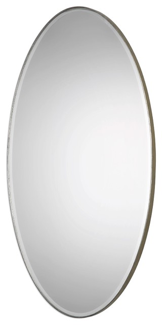 Petra Antique Silver 24 1/4" x 48 1/4" Oval Wall Mirror