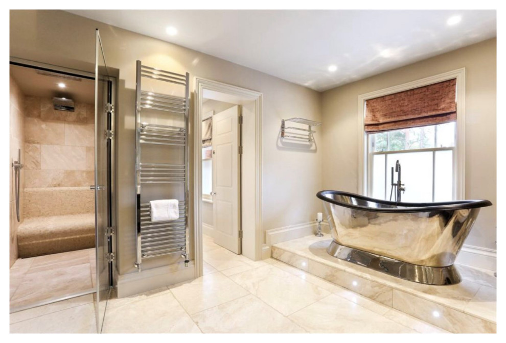Amazing master ensuite with copper roll top bath and steam room