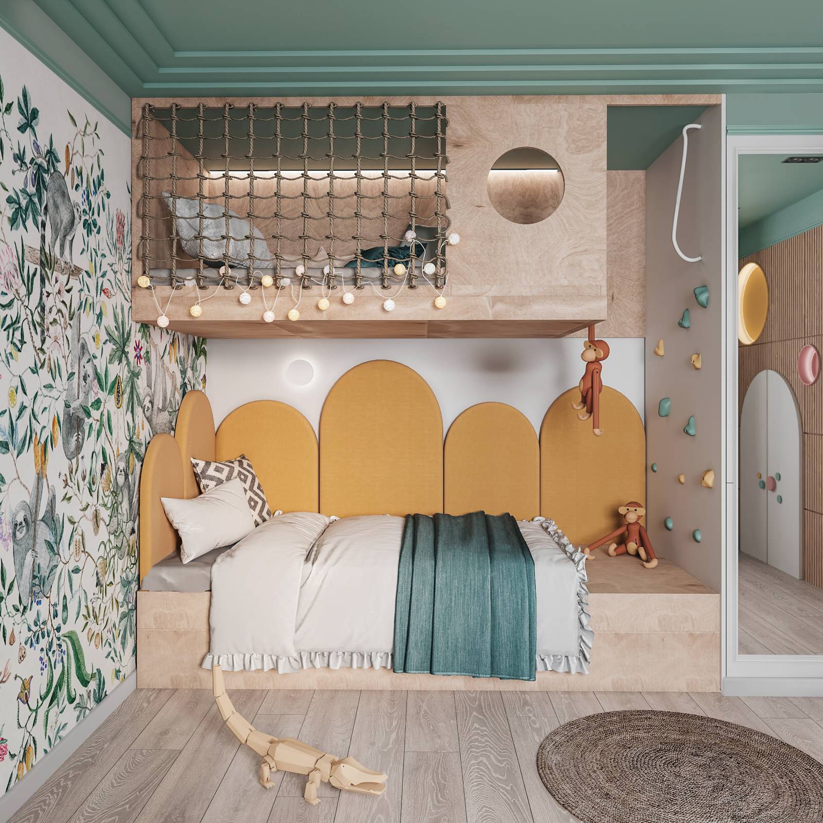 3D visualisation children's room for a 6 year old girl, 18.2 square meter.