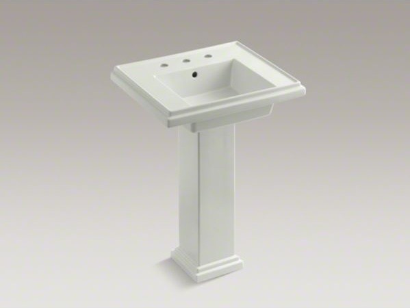 KOHLER Tresham(R) 24" pedestal bathroom sink with 8" widespread faucet holes