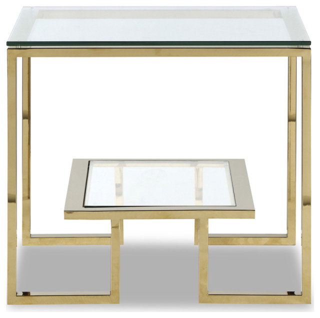 Glass Gold Frame Side Table Liang & Eimil Mayfair Contemporary