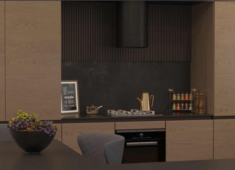 Интерьер обеденной части квартиры 75 кв м