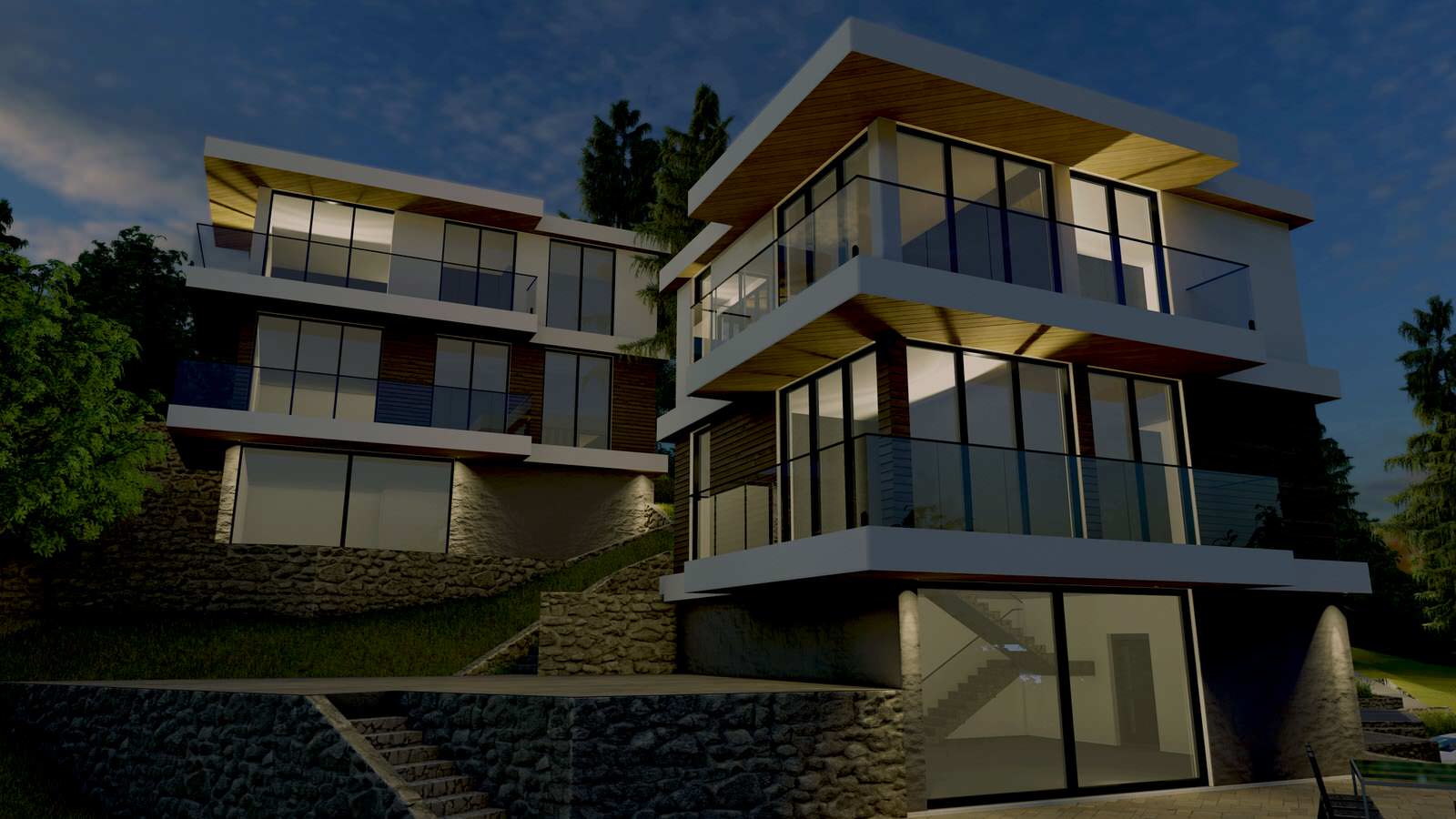 Комплексная застройка дуплексами и жилыми домами