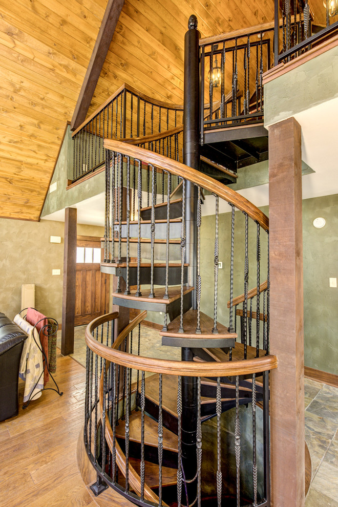 Rustic Loft Spiral Staircase Rustic Staircase Indianapolis by