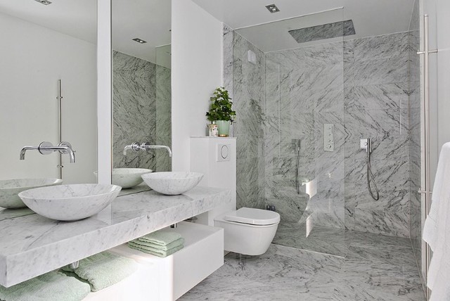 Äkta marmor Bianco Carrara - Traditional - Bathroom - Stockholm - by