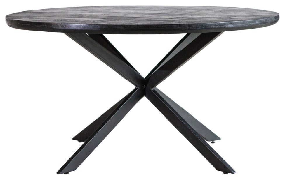 Black Mango Wood Dining Table S Eleonora Steven Industrial Dining