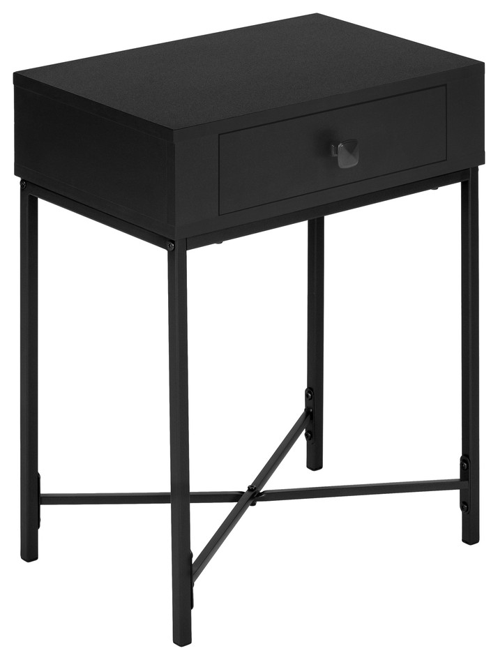 23" Black End Table With Drawer